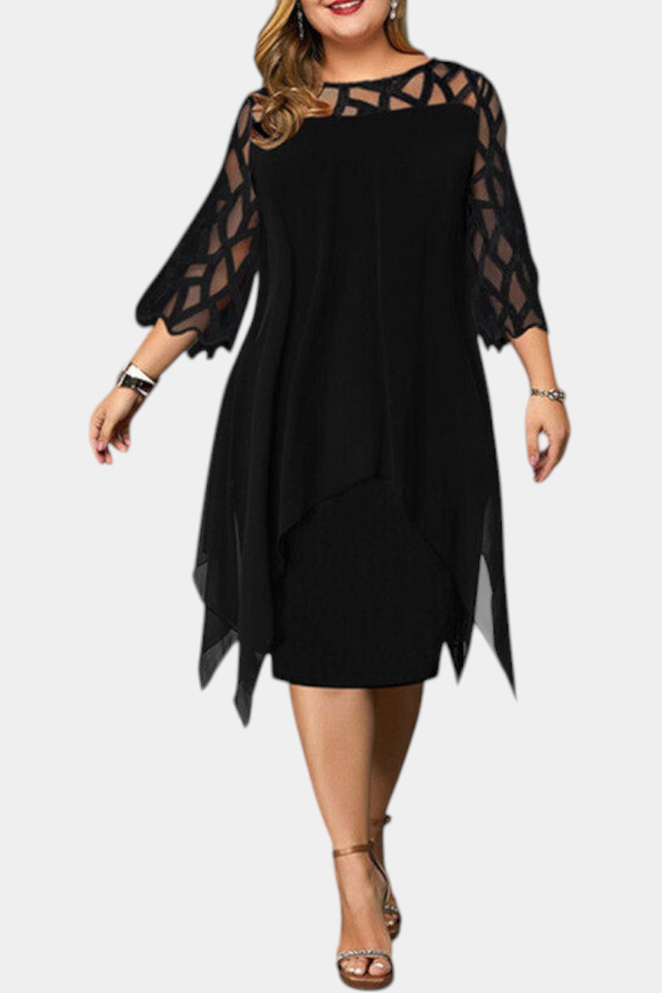 Yana Plus Size Dress with Lace Sleeves