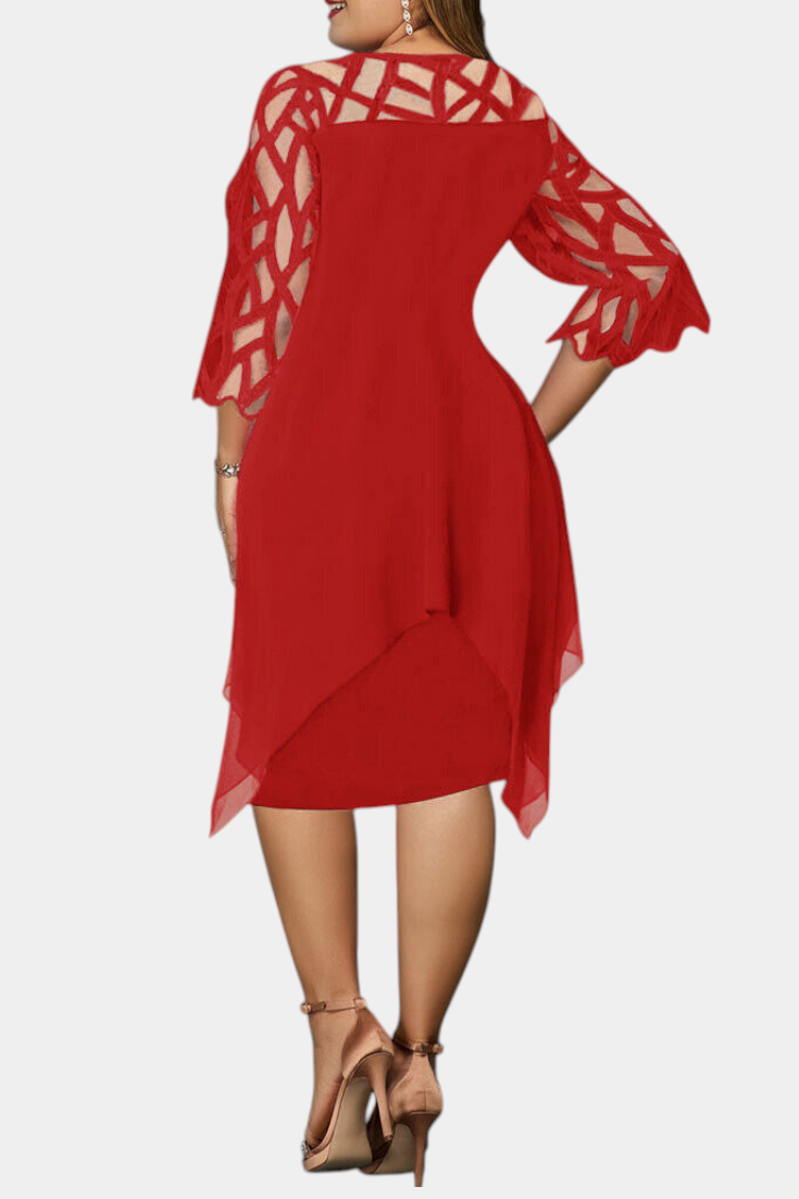 Yana Plus Size Dress with Lace Sleeves