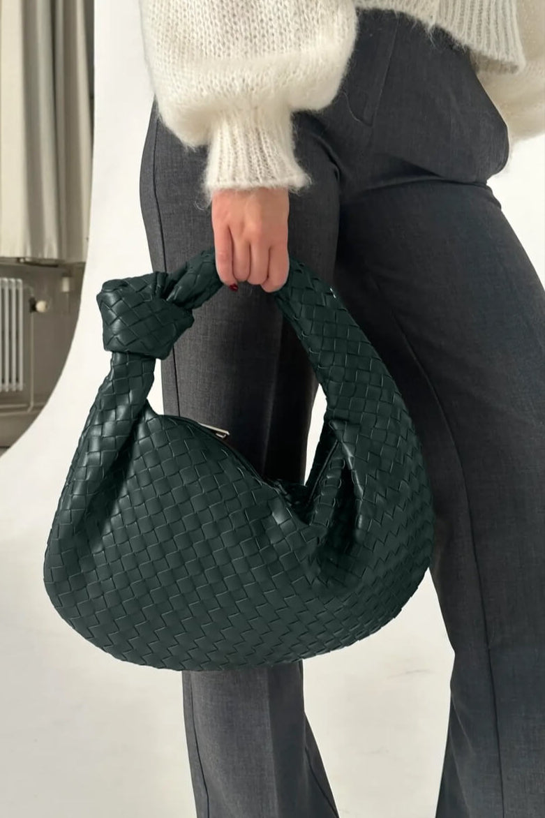 Medium Shoulder Bag in Sage Color with Fabric