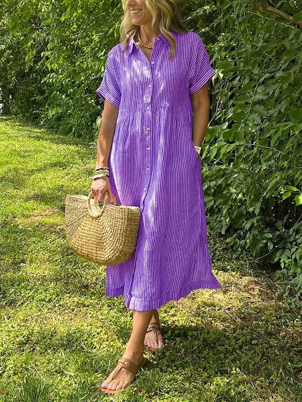 Dani | Vestido a rayas con escote en V profundo
