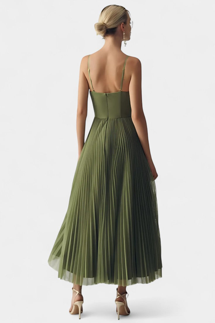 Ottilie Pleated Chiffon Dress with Shaping Corset