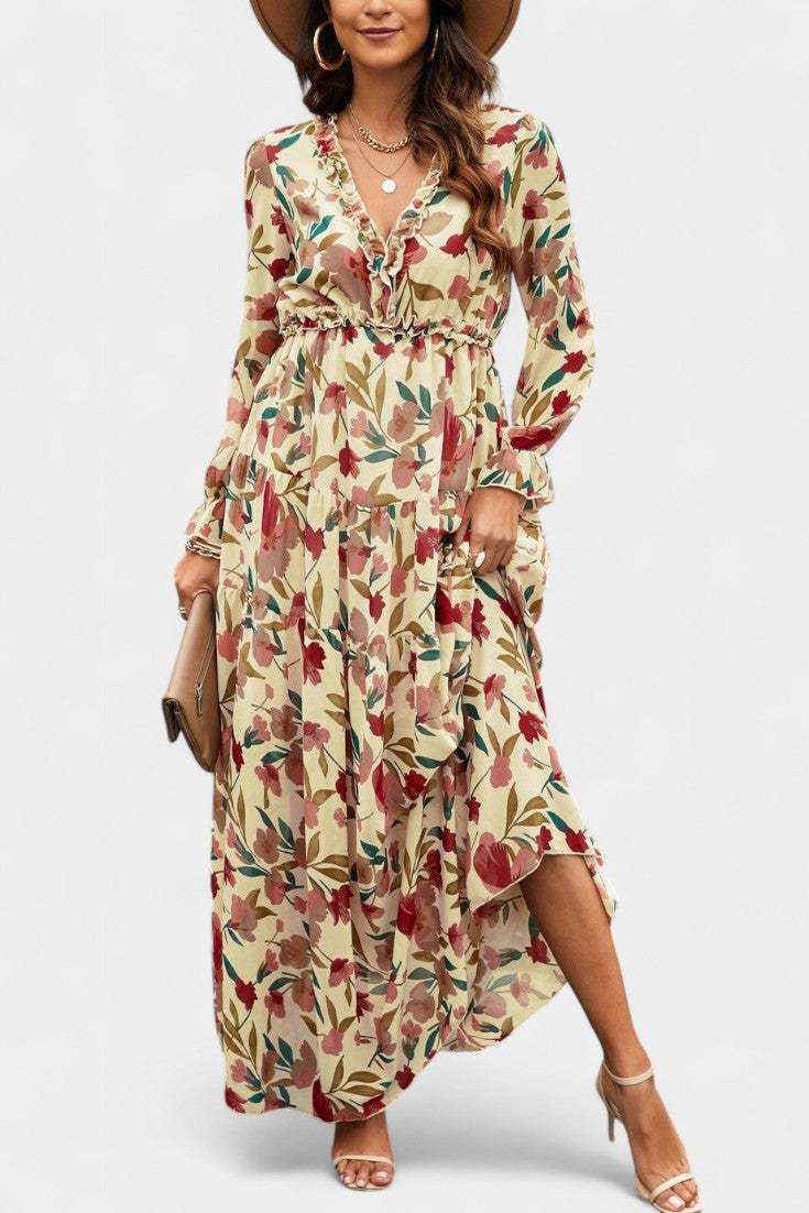 Keti Long Sleeve Floral Maxi Dress