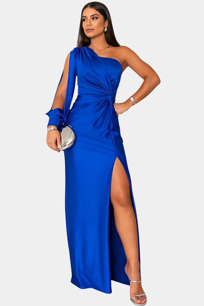 Charlotte One Shoulder Draped Asymmetrical Dress
