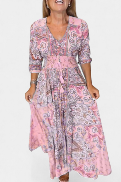 Dunya Casual Summer Dress with V-Neckline