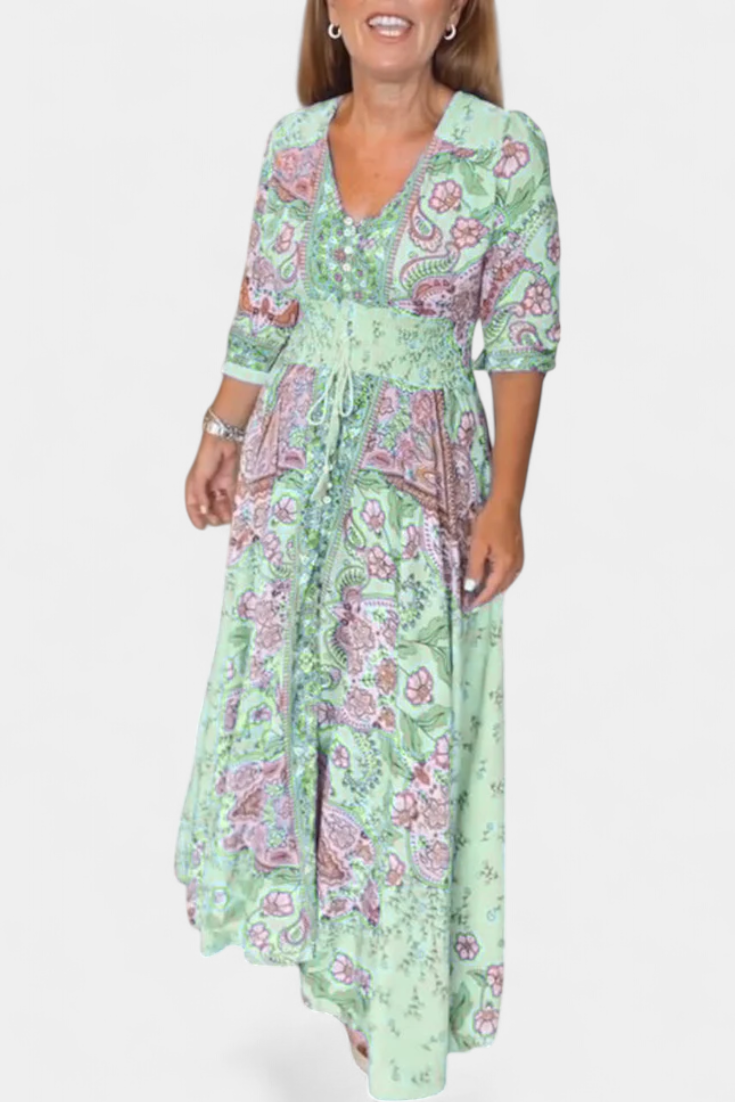 Dunya Casual Summer Dress with V-Neckline
