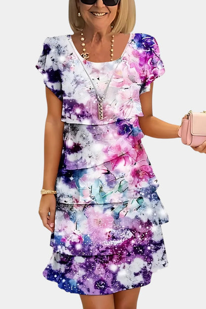 Tamara Layered Floral Satin Dress