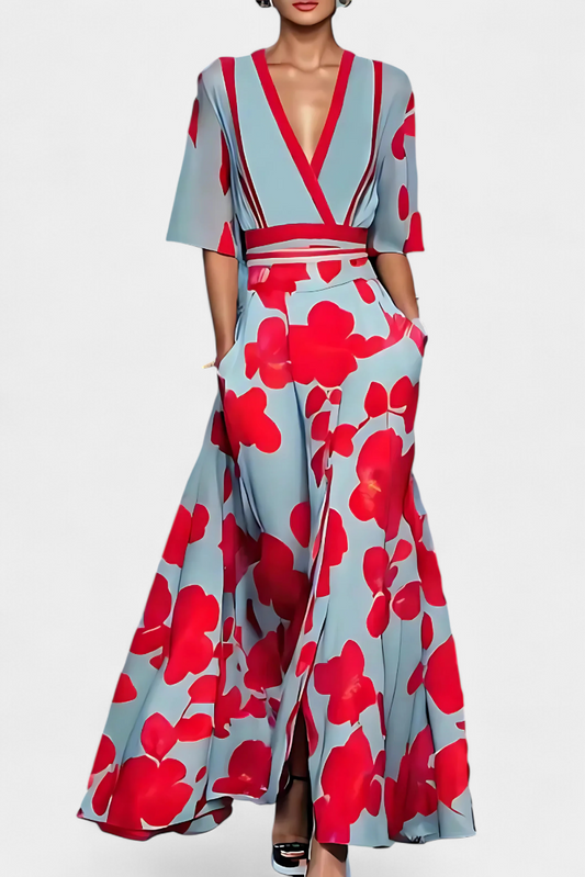 Daphne Elegant Floral Wrap Dress