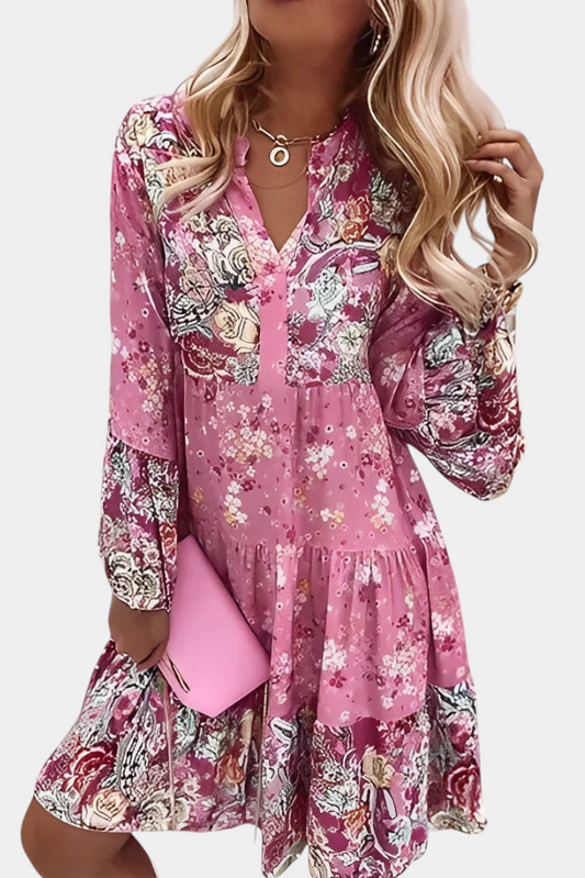 Vera Boho Floral Mini A-Line Dress