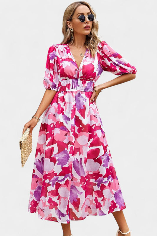 Georgina Floral V-Neck Midi Dress