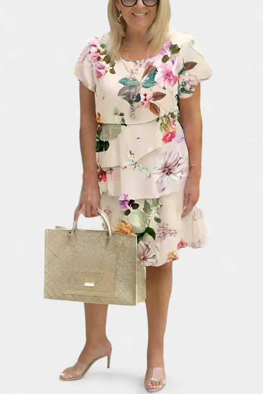 Tamara Layered Floral Satin Dress
