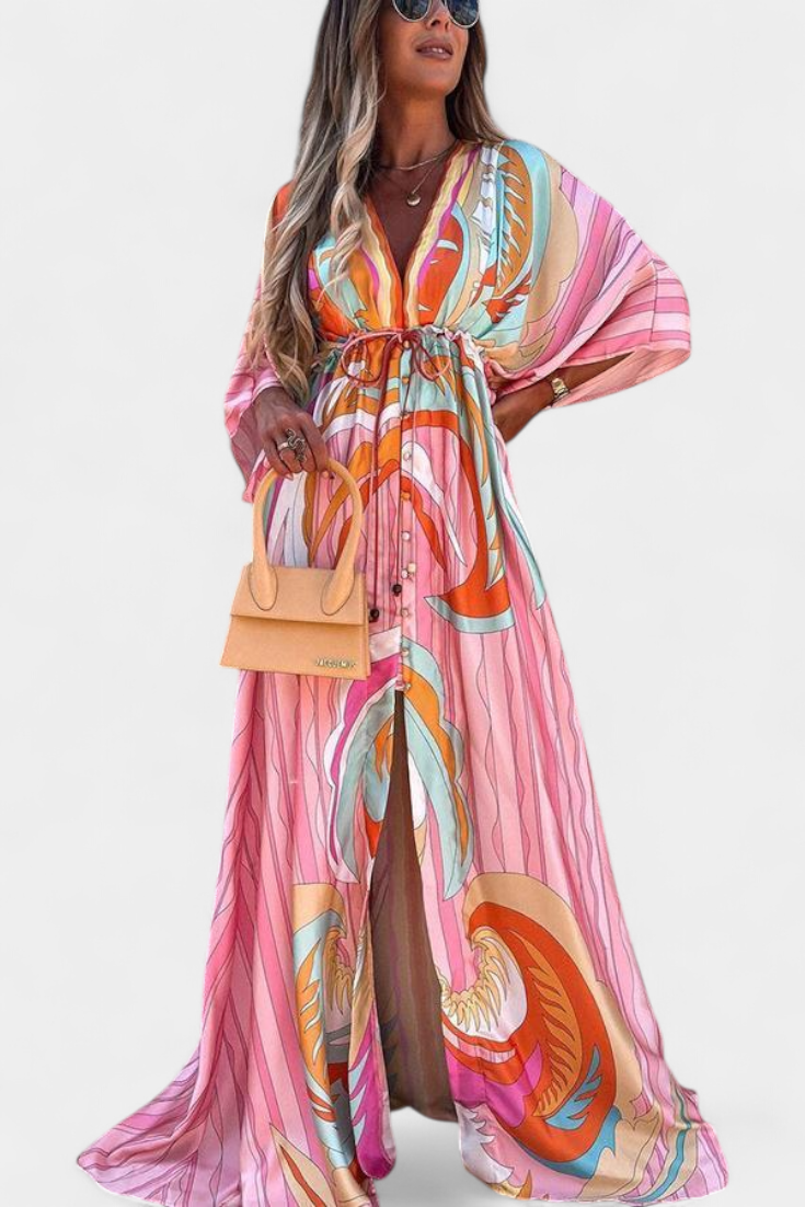 Joelle Soft Rainbow Batwing Sleeve Dress