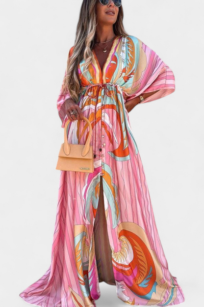 Joelle Soft Rainbow Batwing Sleeve Dress