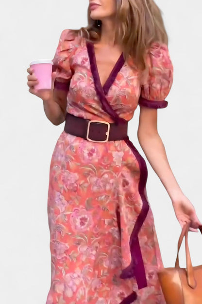 Louisa Vestido Asimétrico con Mangas Abullonadas