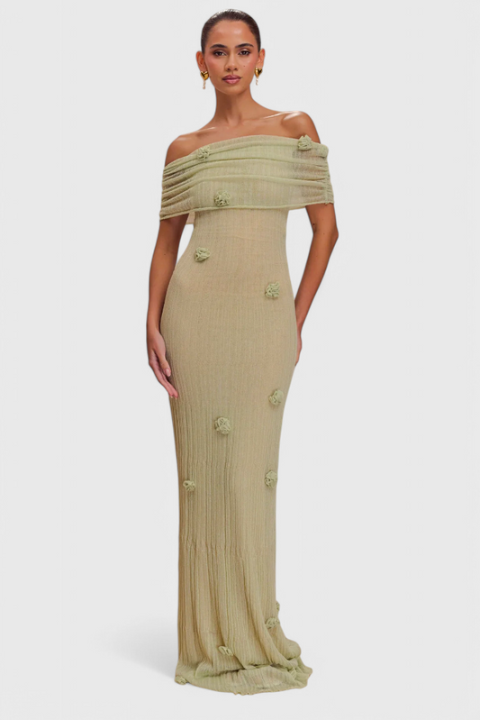 Barbara Off-the-Shoulder Knit Maxi Dress