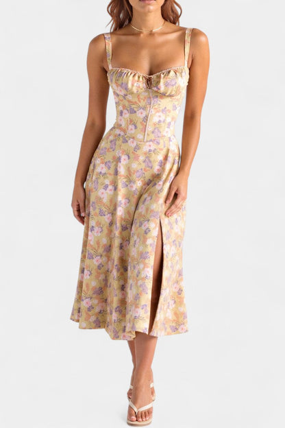 Flora A-Line Midi Dress with Corset