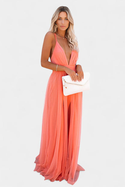 Gergana Sleeveless Tulle Maxi Dress