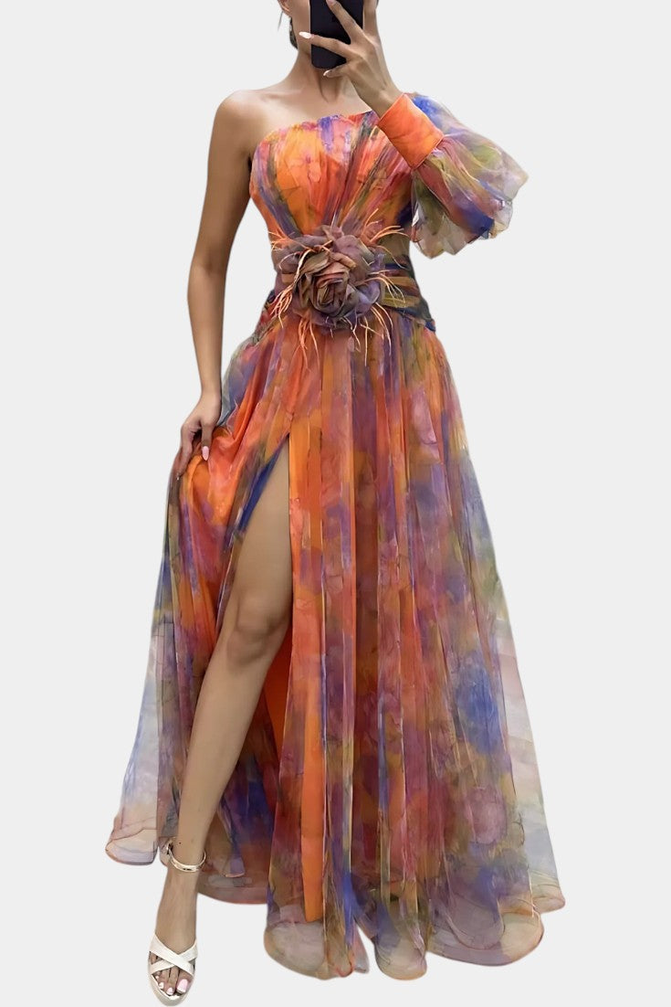Amelie Asymmetric One Shoulder Maxi Dress