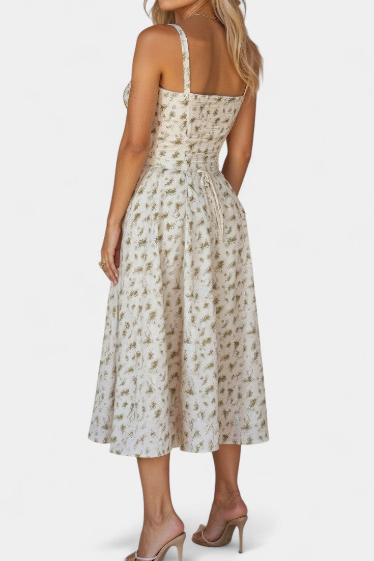 Flora A-Line Midi Dress with Corset