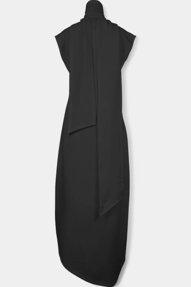 Aphrodite Asymmetrical Dress with Elegant Gold Buttons