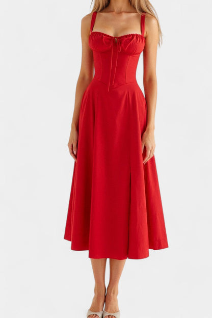 Flora A-Line Midi Dress with Corset