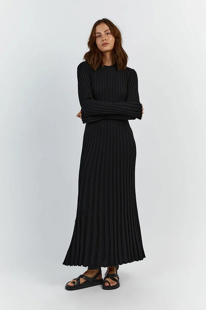 Gloria Ribbed Knit Dress with Belt