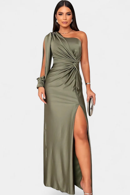 Charlotte One Shoulder Draped Asymmetrical Dress