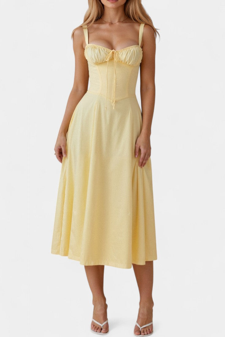 Flora A-Line Midi Dress with Corset