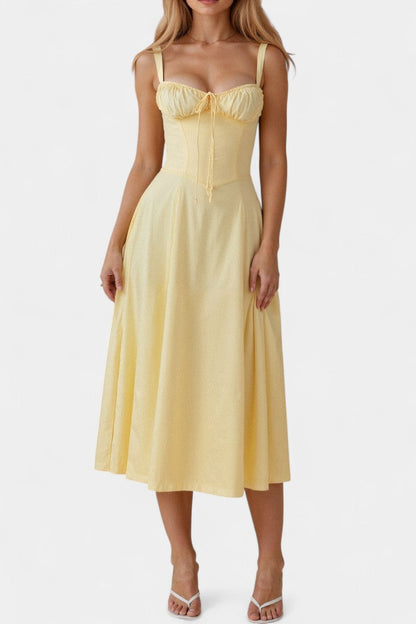 Flora A-Line Midi Dress with Corset