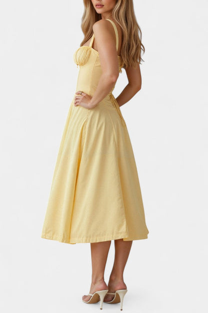 Flora A-Line Midi Dress with Corset