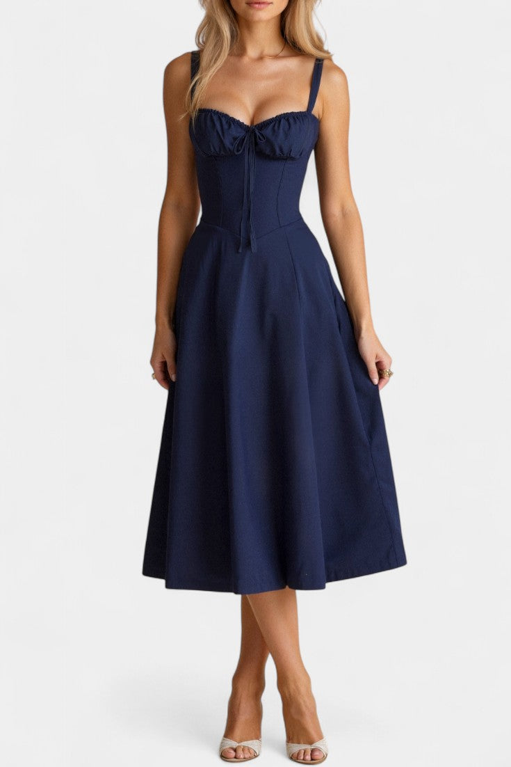 Flora A-Line Midi Dress with Corset