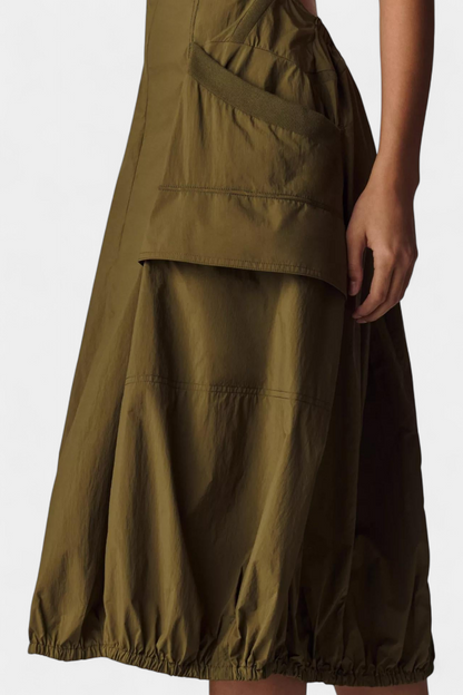 Katana Midi Dress with Bubble Hem and Corset Fit