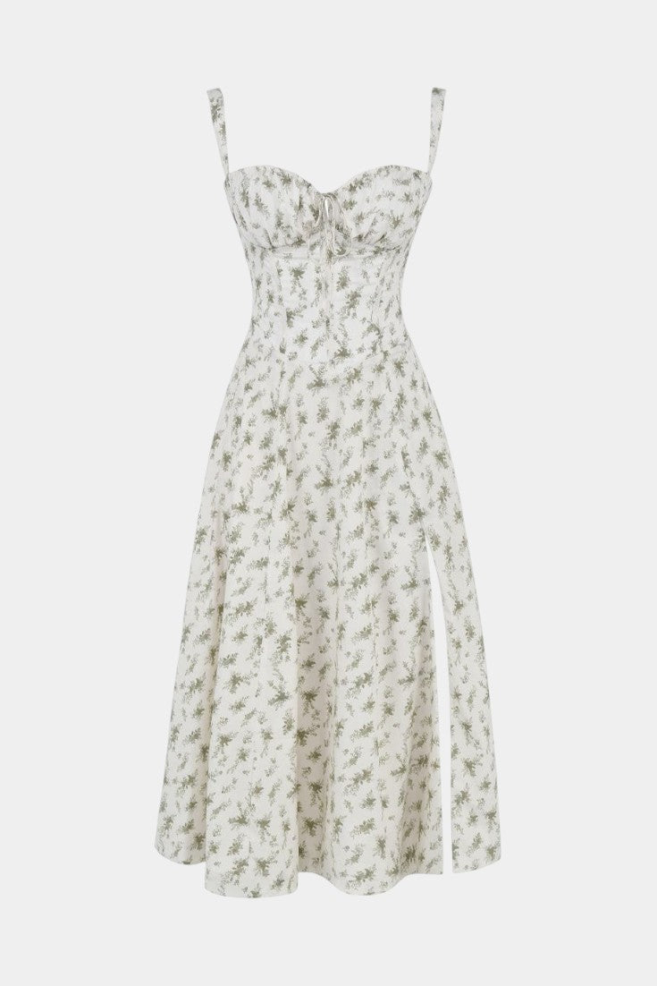 Flora A-Line Midi Dress with Corset