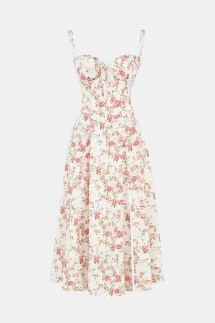 Flora A-Line Midi Dress with Corset