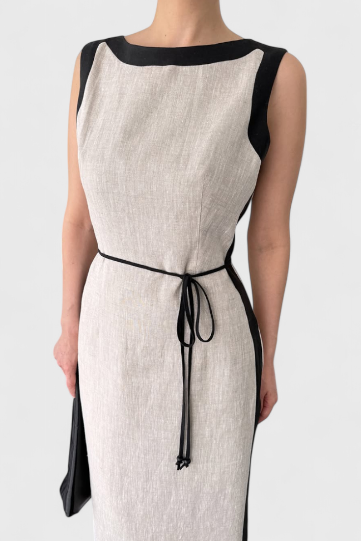Samanta Sleeveless Dress with Contrast Color Details