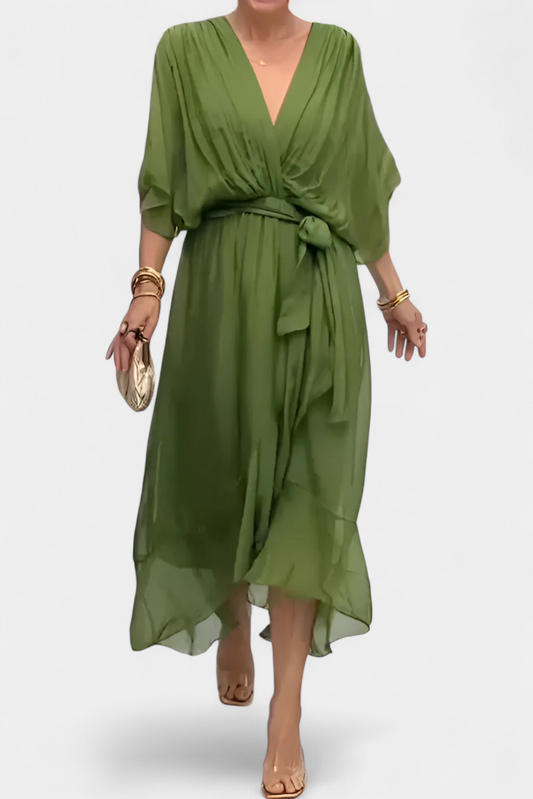 Flowy Luisa Dress with V-Neckline and Attractive Silhouette