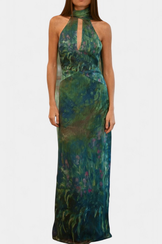 Moana Chiffon Dress with Monet-Inspired Print