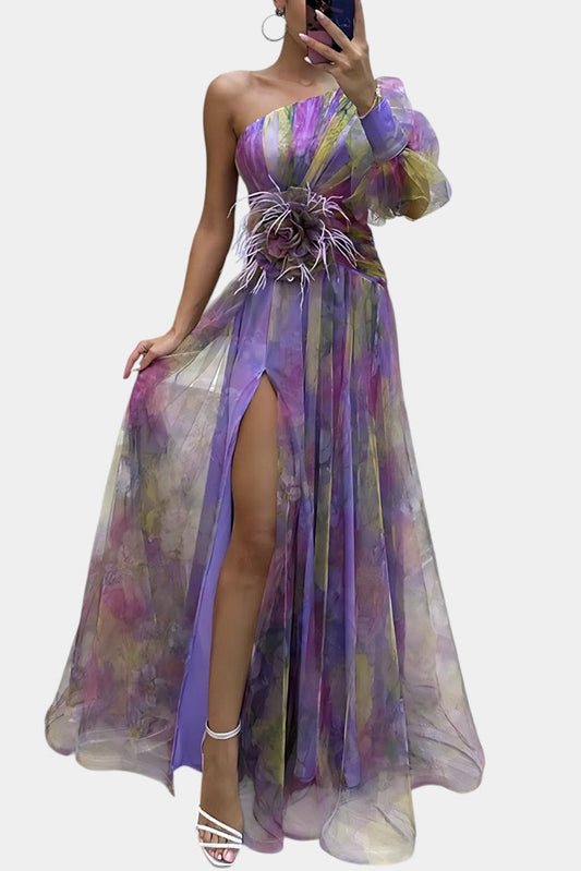 Amelie Asymmetric One Shoulder Maxi Dress