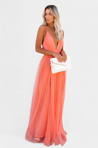 Gergana Sleeveless Tulle Maxi Dress