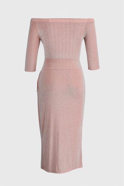 Alexa Off-the-Shoulder Satin Dress with Slit