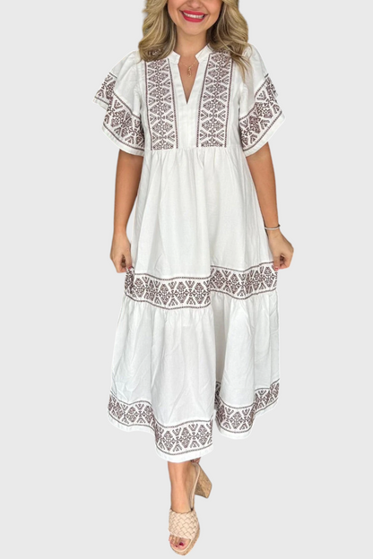 Jacinta Boho Maxi Dress with V-Neckline