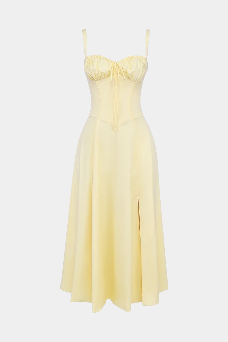 Flora A-Line Midi Dress with Corset