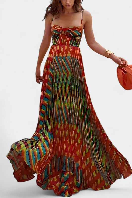 Oceana Halter Maxi Dress with Abstract Design