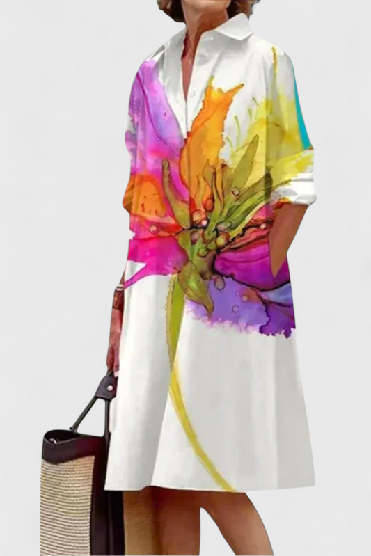 Larissa Dress with Watercolor Floral Print