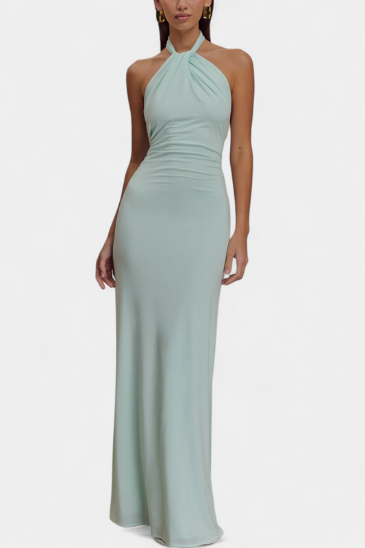 Trinity Halter Bodycon Dress with Ruched Back