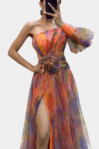 Amelie Asymmetric One Shoulder Maxi Dress