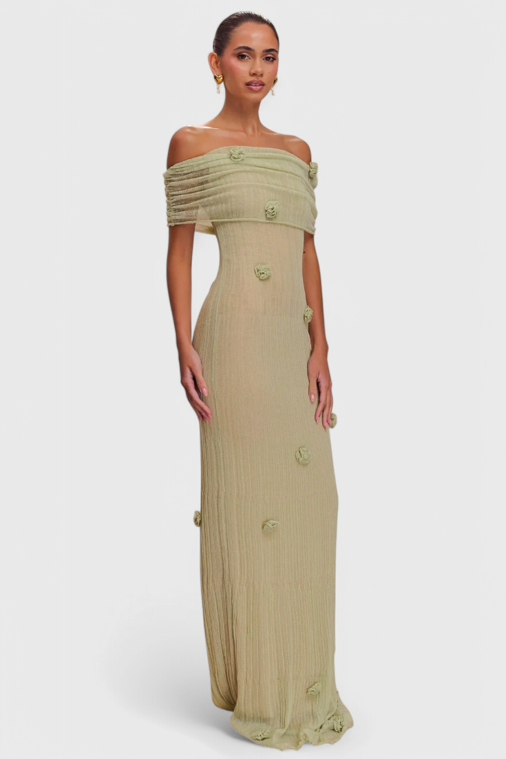 Barbara Off-the-Shoulder Knit Maxi Dress