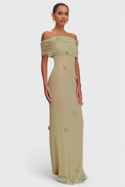 Barbara Off-the-Shoulder Knit Maxi Dress