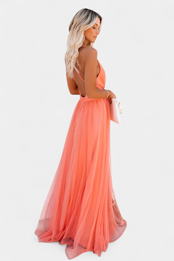 Gergana Sleeveless Tulle Maxi Dress