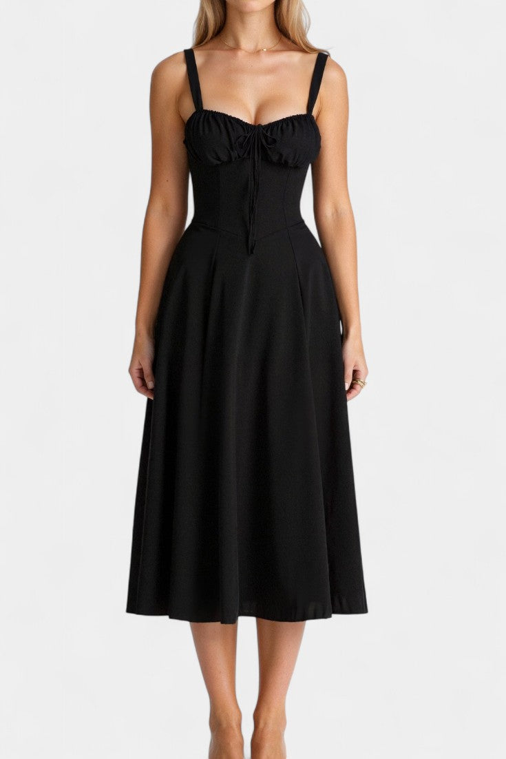 Flora A-Line Midi Dress with Corset