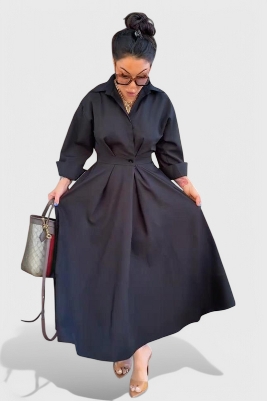 Celina Long Maxi Dress with Lapels